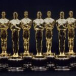 LOS ANGELES - 1990: A view of 11 Oscars statues lined up next to each other in 1990 in Los Angeles, California. (Photo by Santi Visalli/Getty Images)