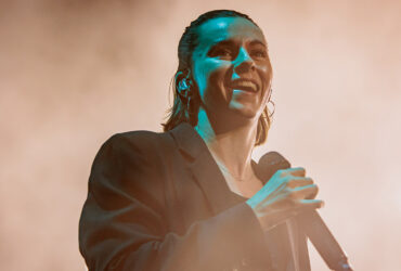 Lynn Gunn of PVRIS opens for Fall Out Boy at Mediolanum Forum of Assago on October 20, 2023 in Milan, Italy.