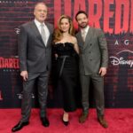 NEW YORK, NEW YORK - FEBRUARY 24: (L-R) Vincent D'Onofrio, Margarita Levieva, and Charlie Cox attends Disney's "Daredevil: Born Again" New York Premiere at The Hudson Theatre on February 24, 2025 in New York City.  (Photo by Dia Dipasupil/Getty Images)