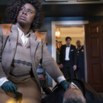 (L to R) Uzo Aduba as Cordelia Cupp, Giancarlo Esposito as A.B. Wynter, Susan Kelechi Watson as Jasmine Haney, Ken Marino as Harry Hollinger, Isiah Whitlock Jr. as Larry Dokes in episode 101 of The Residence.