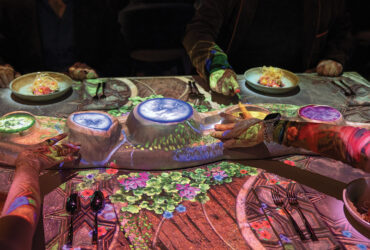 The opening course at The Gallery’s Elementa is accompanied by digital flowers that bloom according to guests’ movements