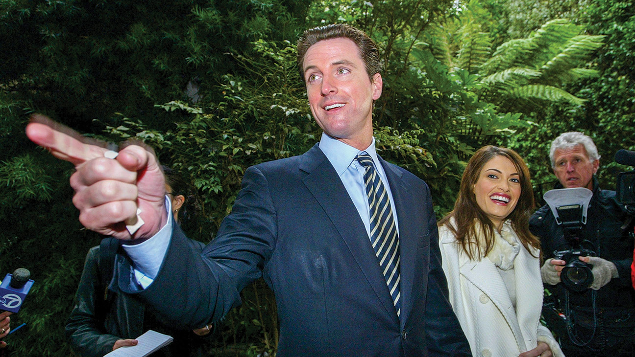 Gavin Newsom and then-wife Kimberly Guilfoyle during his San Francisco years. Turns out they’re better friends than mates.