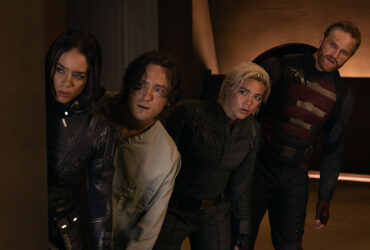 (L-R) Ghost (Hannah John-Kamen), Bob (Lewis Pullman), Yelena Belova (Florence Pugh) and John Walker (Wyatt Russell) in Thunderbolts*